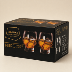 Hi Luxe Nitro Glass | Premium Drinking Glass | Elegant Beverage Glass for Home & Dining