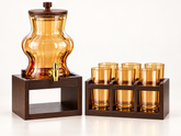 ShineMax Noir Glass Beverage Dispenser Set with 6 Glasses | Premium Serveware