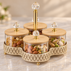 ShineMax Golden Candy Set 4 Jar | Premium Decorative Storage & Serveware Set