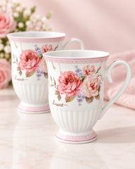 Gupan Coffee Mugs 2 Pcs Pink | Elegant Coffee Mug Set