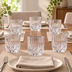 Dublin Santorini 300 Drinking 6 Glasses | Premium Ribbed & Faceted Beverage Glass