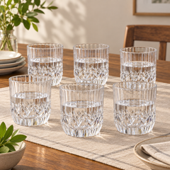 Dublin Santorini 300 Drinking 6 Glasses | Premium Ribbed & Faceted Beverage Glass