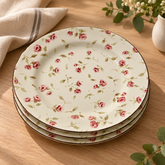 Devnow Floret Dinner Plate | Elegant Floral White Plate with Gold Rim | Premium Tableware