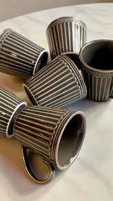 Vigneto Premium Ribbed 6 Cup Set | Elegant Fluted Tea & Coffee Cups