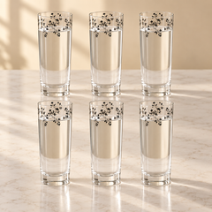 Devnow Mixology Palermo Premium Drinking 6 Glasses | Elegant Floral Glass for Water, Juice & Mocktails