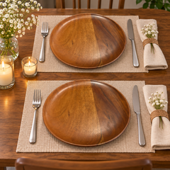 Furniv Wooden Plate 10 Inch | Stylish Wooden Serving Plate
