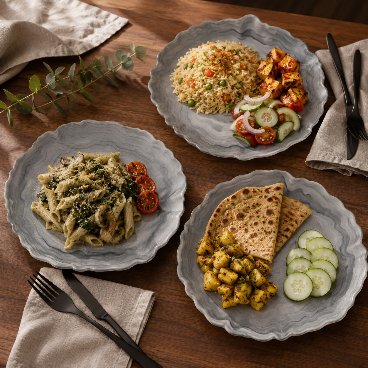 Devnow Albany Grey 6 Plates | Premium Grey Dinnerware Plate | Elegant Tableware
