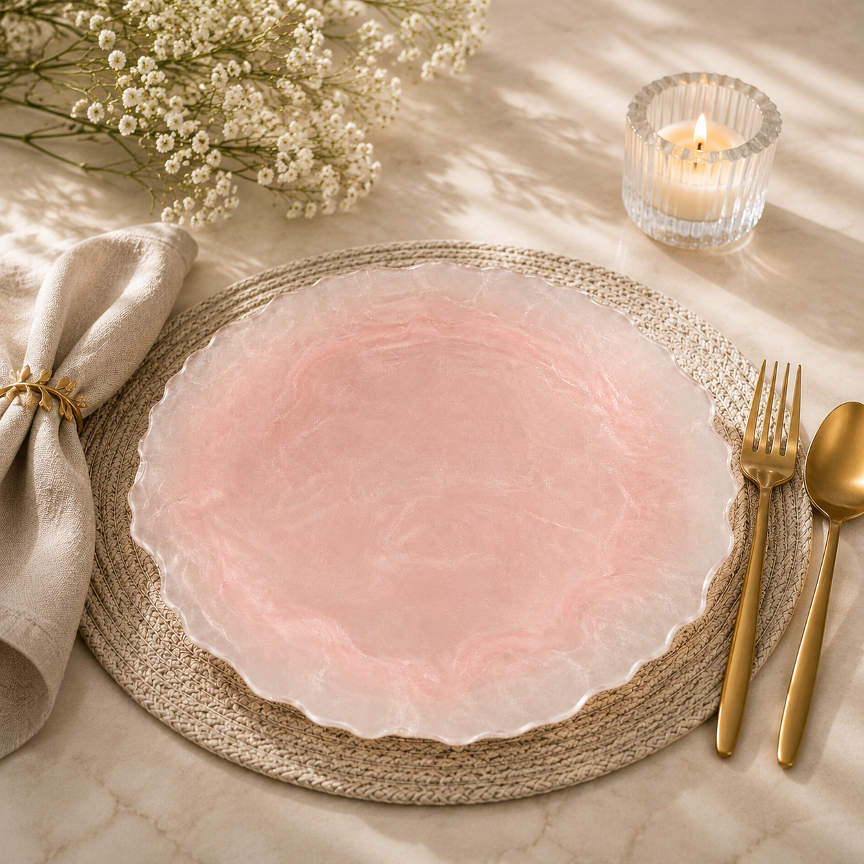 Devnow Albany Pink 6 Plates | Premium Pink Dinnerware Plate | Elegant Tableware