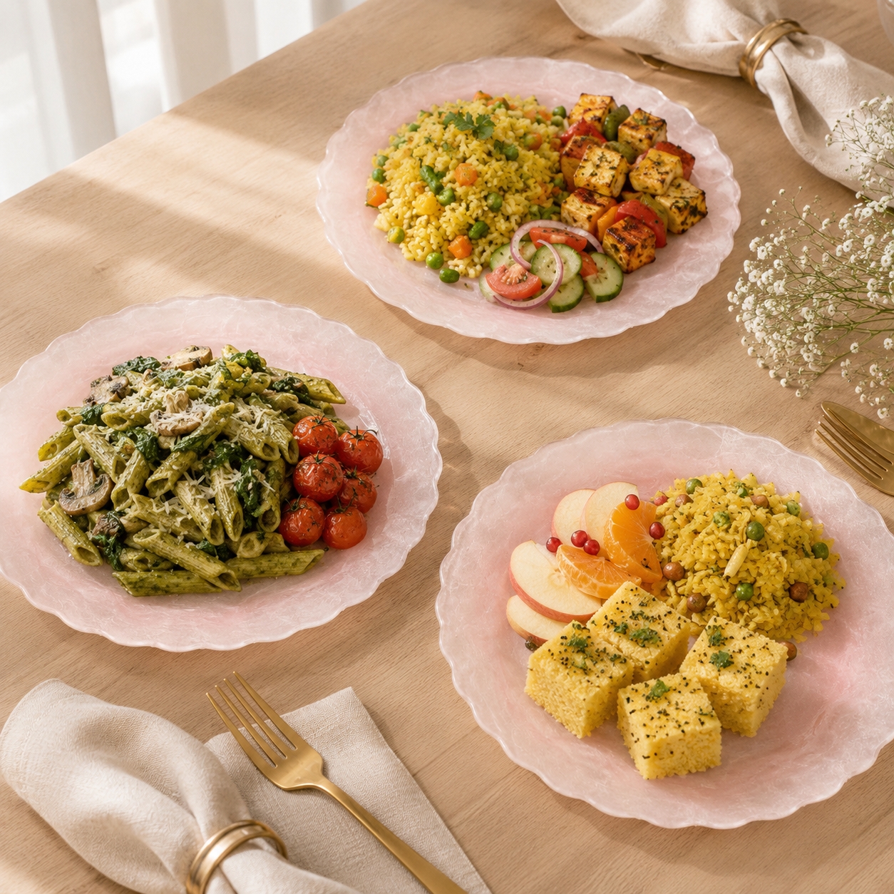 Devnow Albany Pink 6 Plates | Premium Pink Dinnerware Plate | Elegant Tableware