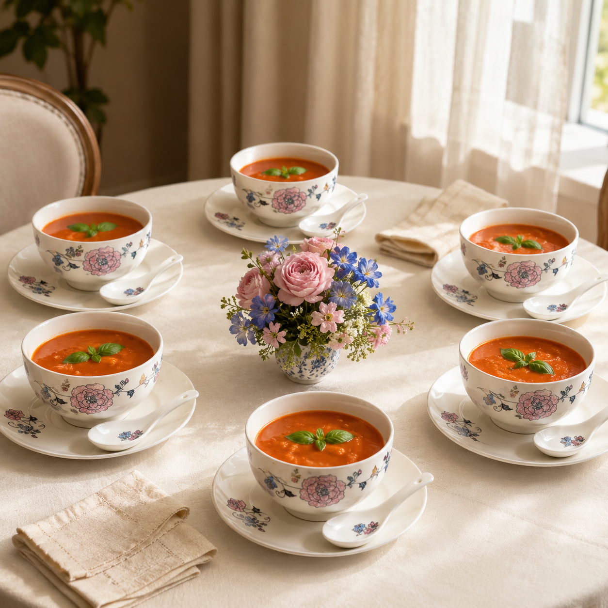 Lemon Tree LT Turin Soup Set 18 Pcs | Elegant Floral Soup & Serving Set
