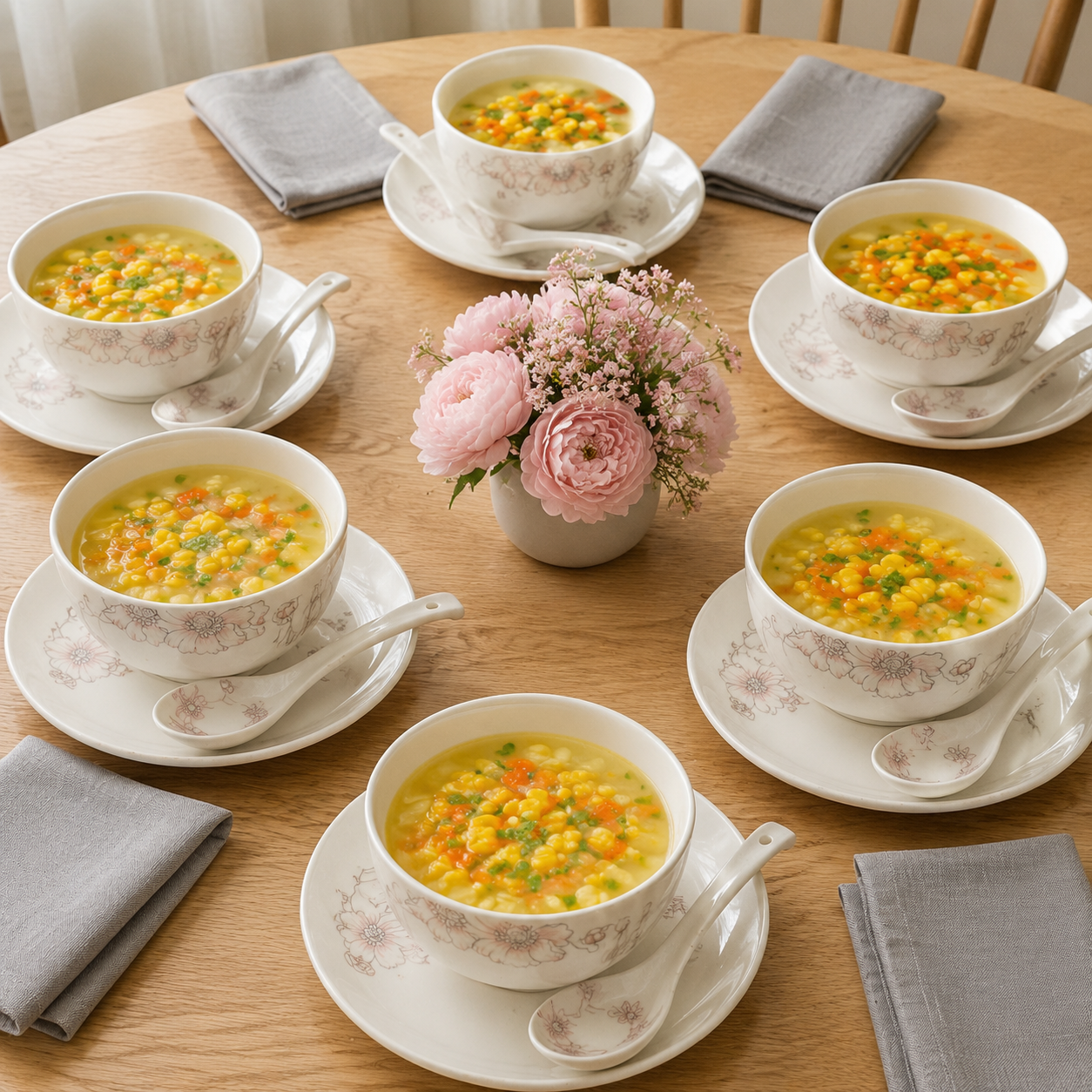 Lemon Tree LT Turin Soup Set 18 Pcs | Elegant Floral Soup & Serving Set