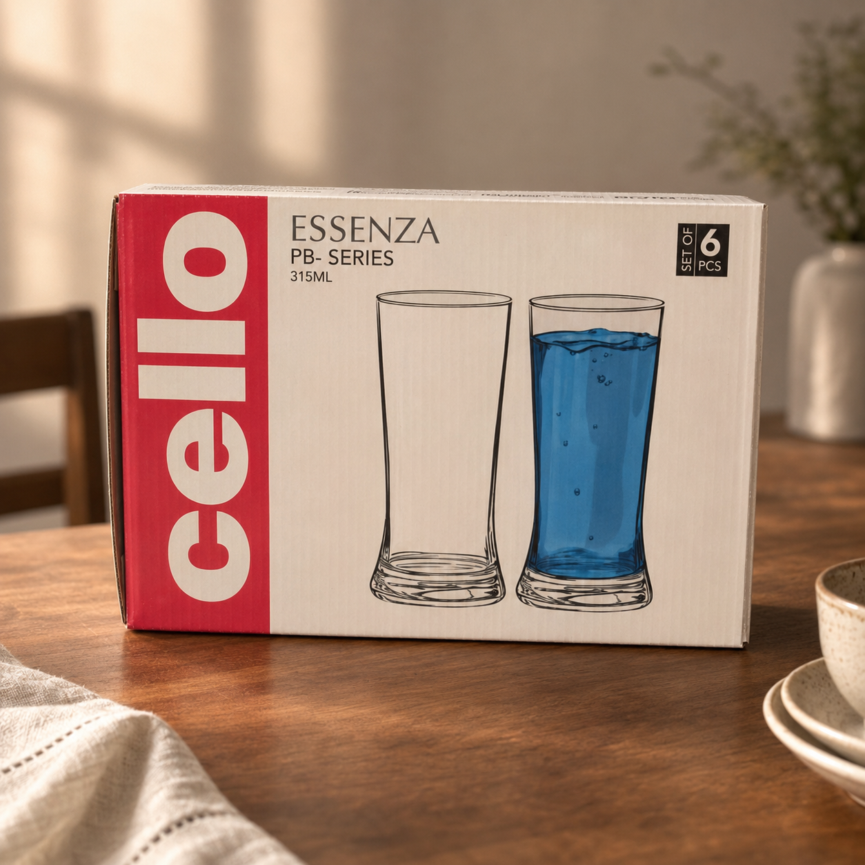 Cello Essanza 315ml 6 Drinking Glasses – Clear Glass Tumbler