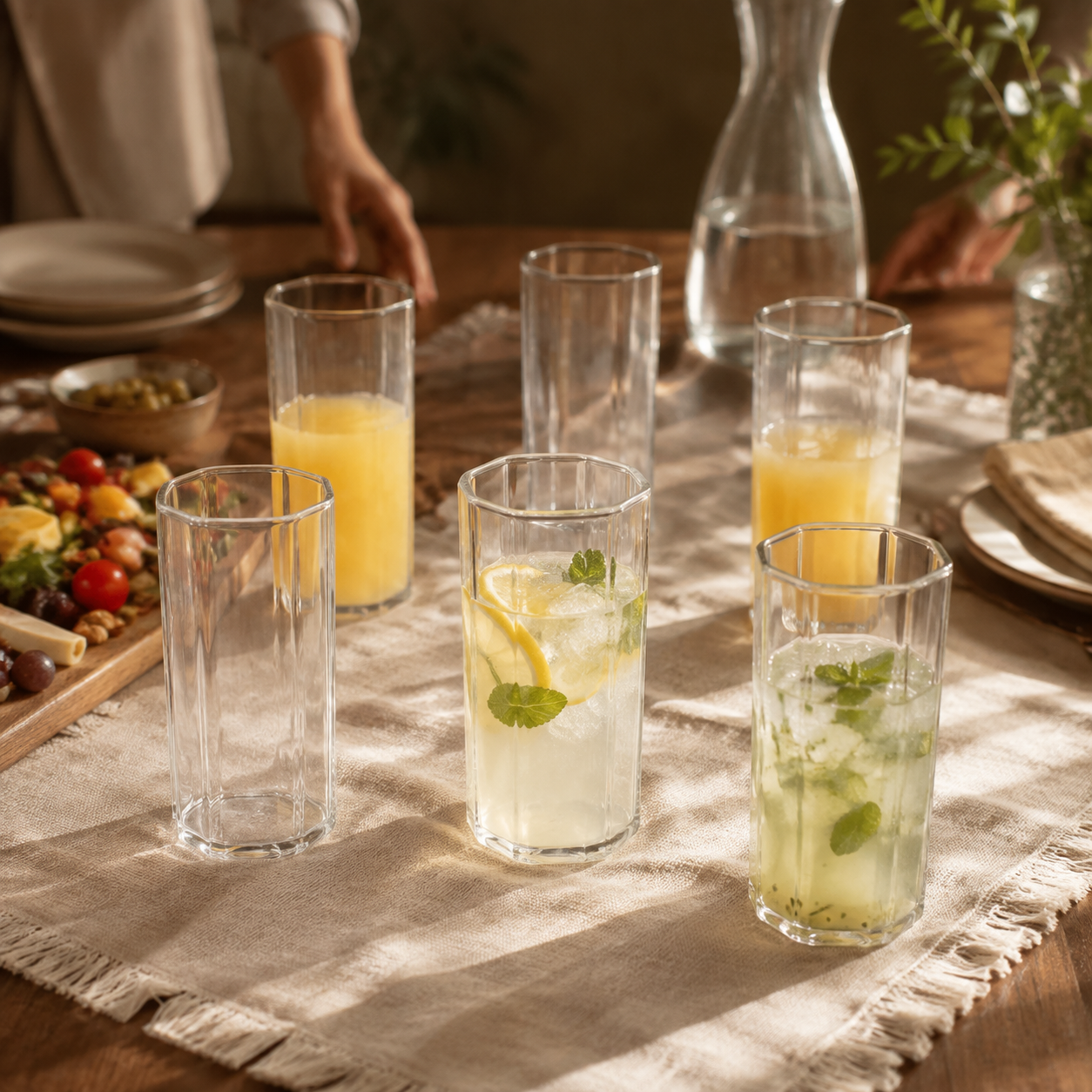 Cello Roma Hexa 330ml 6 Drinking Glasses – Clear Glass Tumbler
