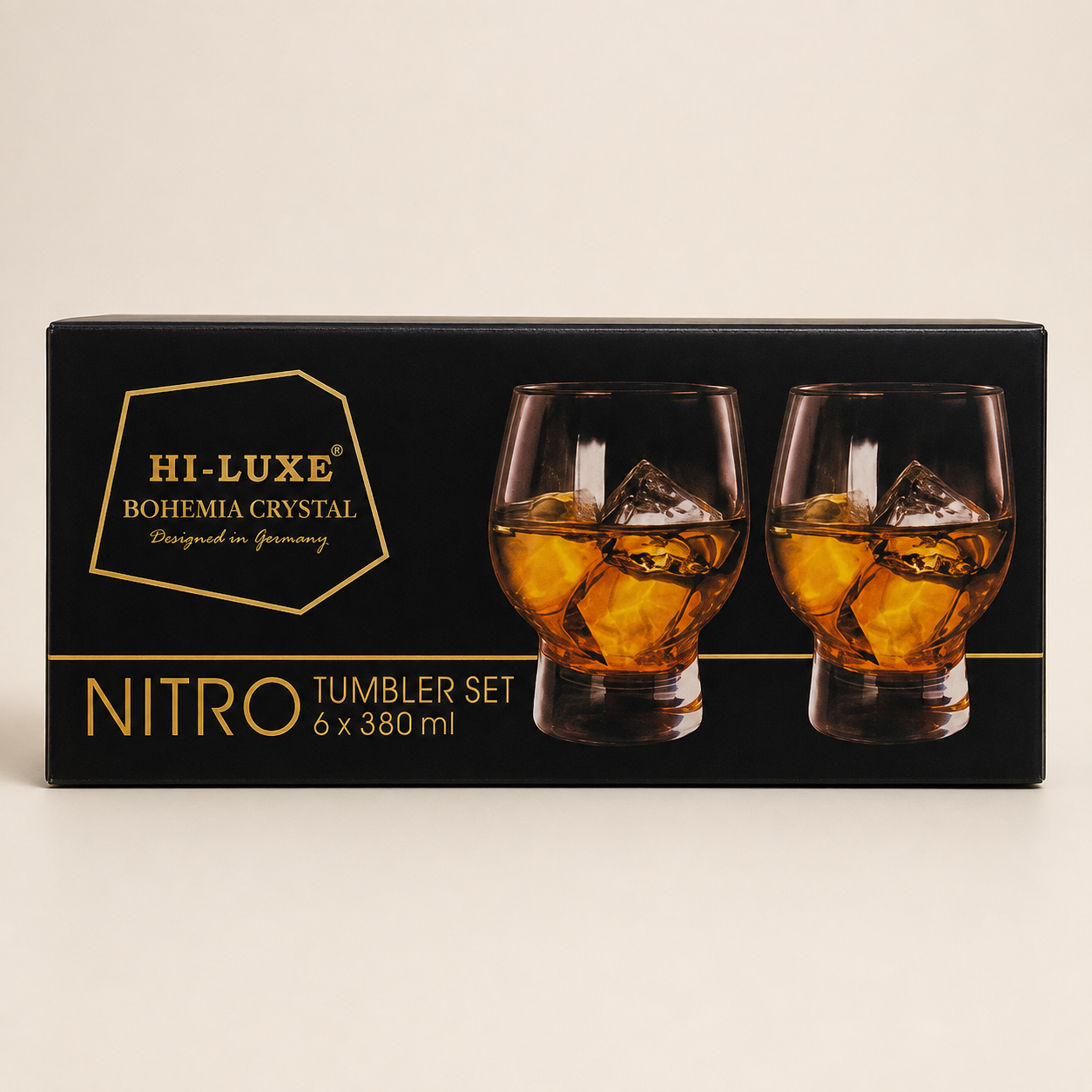 Hi Luxe Nitro Glass | Premium Drinking Glass | Elegant Beverage Glass for Home & Dining