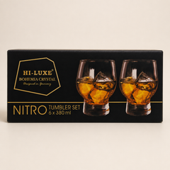 Hi Luxe Nitro Glass | Premium Drinking Glass | Elegant Beverage Glass for Home & Dining