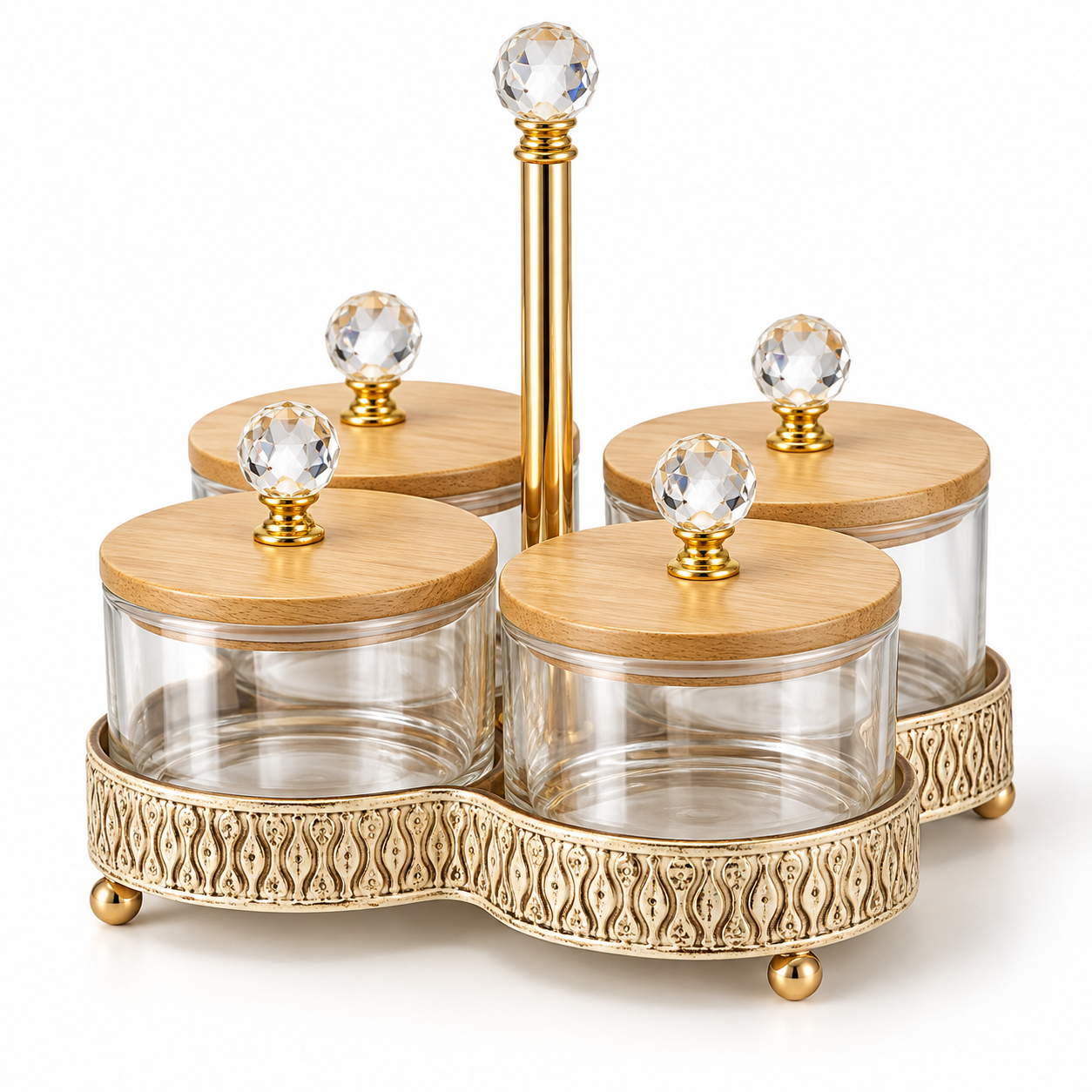 ShineMax Golden Candy Set 4 Jar | Premium Decorative Storage & Serveware Set