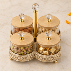 ShineMax Golden Candy Set 4 Jar | Premium Decorative Storage & Serveware Set