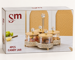 ShineMax Golden Candy Set 4 Jar | Premium Decorative Storage & Serveware Set