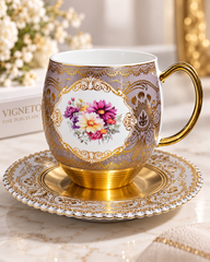 Vigneto V Golden Cup & Saucer 215 | Premium Floral Tea Cup Set