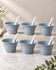 Vigneto V Blue Ice Cream Set 12 Pcs | Elegant Dessert Bowl Set