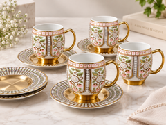 Vigneto V Golden Cup & Saucer 222 | Premium Floral Tea Cup Set