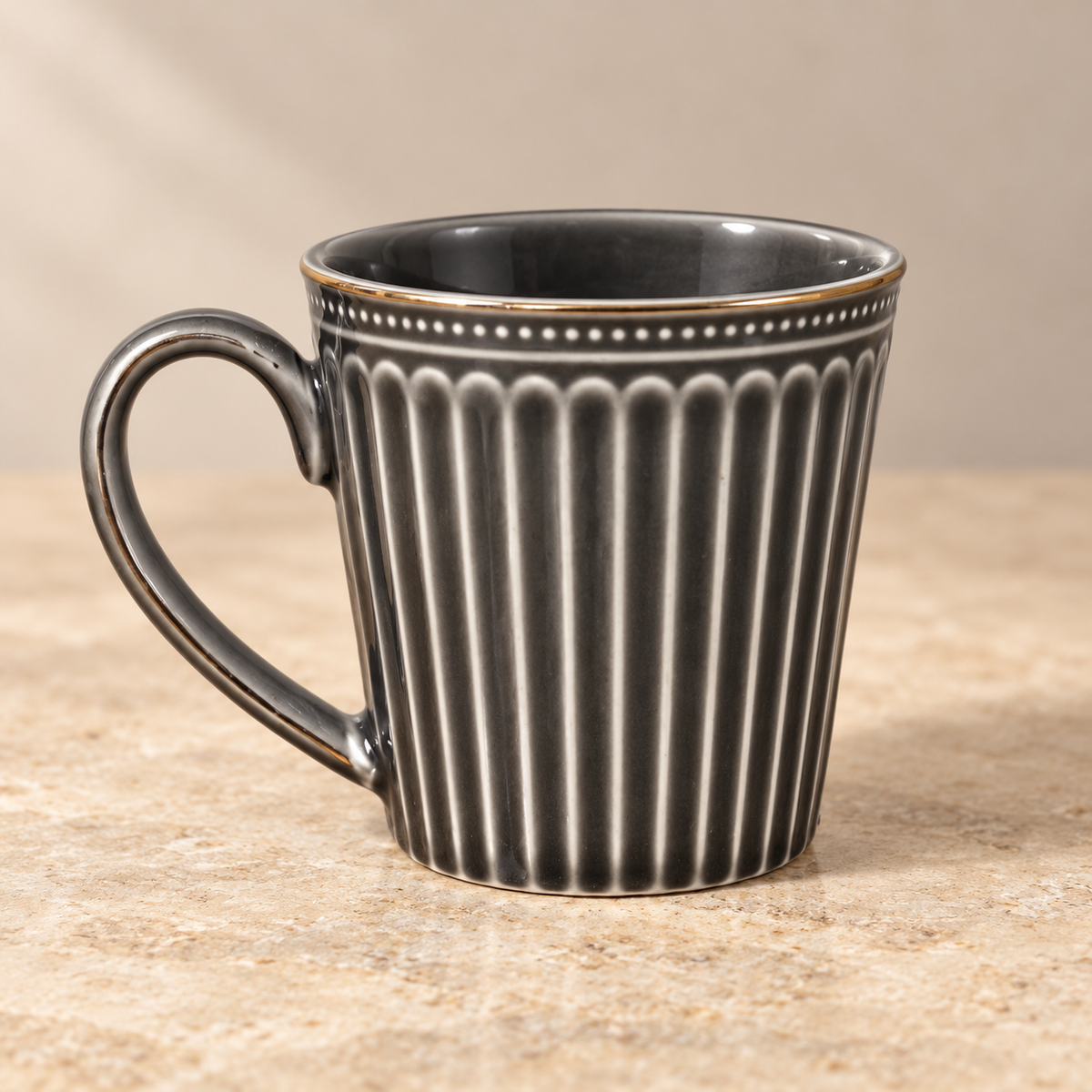 Vigneto Premium Ribbed 6 Cup Set | Elegant Fluted Tea & Coffee Cups
