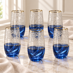 Decor Cam Premium 1 Large Glass – Elegant Blue Decorative Drinking Glass