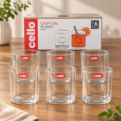 Cello Grip-On 255 ml Glass | Elegant Drinking Glass