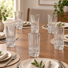 Dublin Santorini 355 Drinking 6 Glasses | Premium Textured Beverage Glass | Elegant Serveware