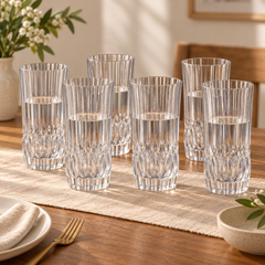 Dublin Santorini 355 Drinking 6 Glasses | Premium Textured Beverage Glass | Elegant Serveware