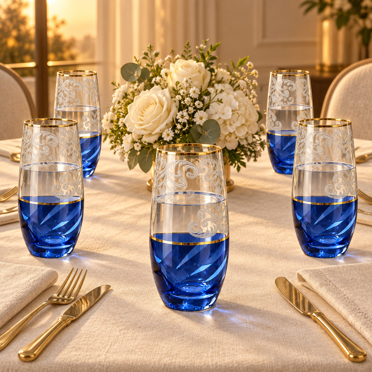Decor Cam Premium 1 Large Glass – Elegant Blue Decorative Drinking Glass