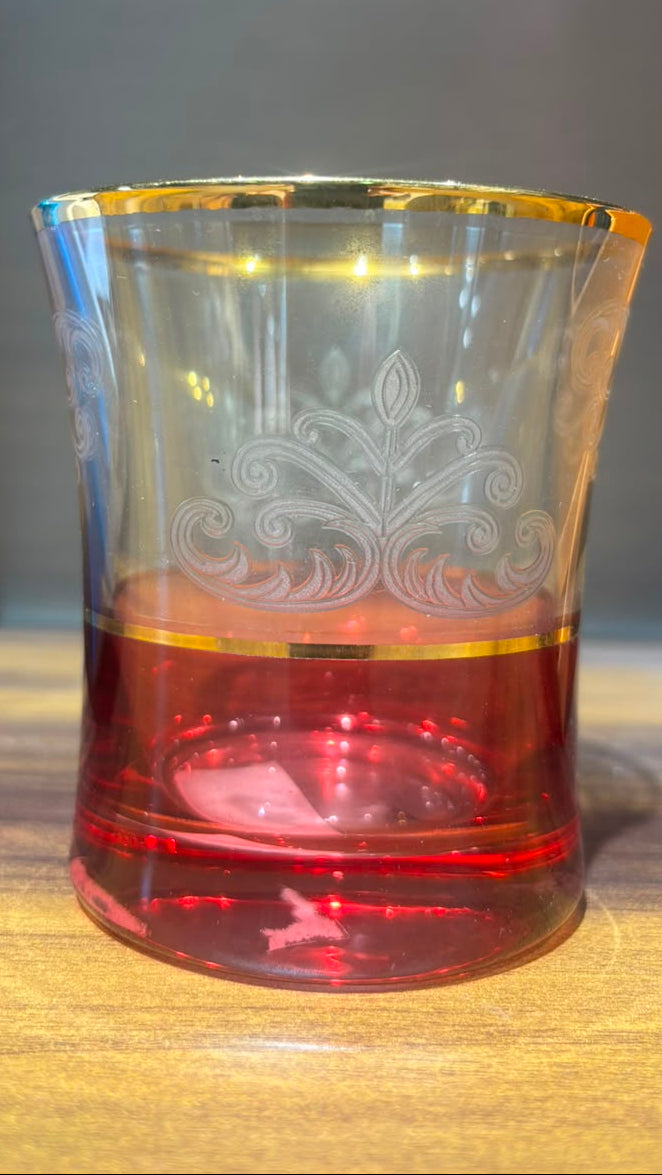 Decor Cam Premium 2 Glass | Red & Gold Decorative Drinking Glass