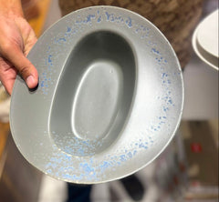 Devnow Oval Bowl Grey | Elegant Grey Glass Serving Bowl