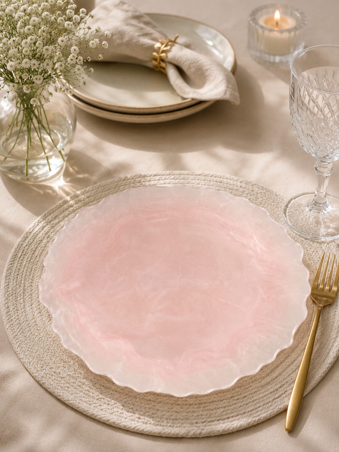 Devnow Albany Pink 6 Plates | Premium Pink Dinnerware Plate | Elegant Tableware